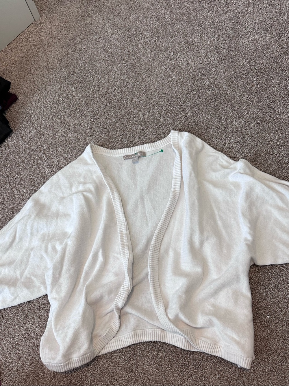 Cute Women's Open-Front Oversized Cropped Cardigan Sweater - White